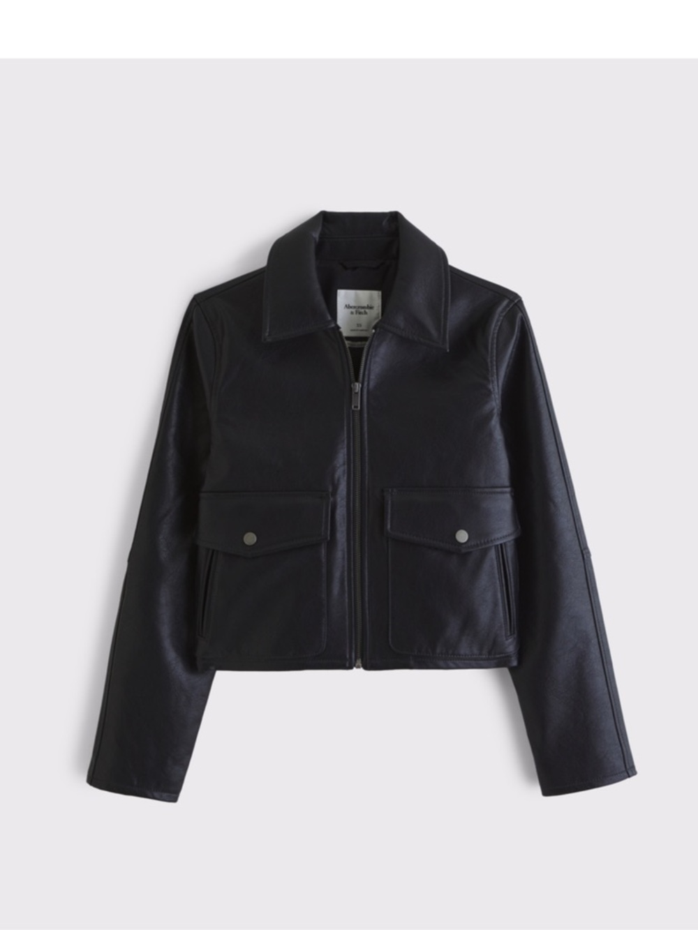 Black Faux Leather Cropped Jacket